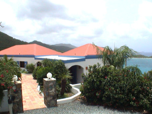 St John rental home Altamira beautifully landscaped entrance and Caribbean views