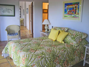 St John rental home Altamira bedroom with tropical furnishings
