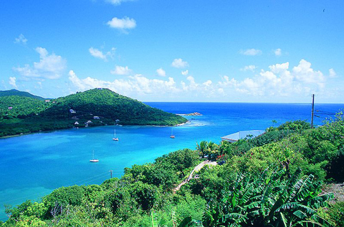 USVI St John rental villa Arco Iris scenic view over Fish Bay