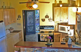 St John vacation rental Meridian kitchen is fullyequipped and has bar seating 
