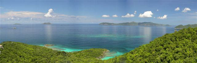 USVI St John luxury villa Sago Palms 180 degree view of Caribbean and other islands