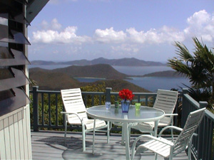 St John vacation rental Tree House has large patio with expansive ocean views