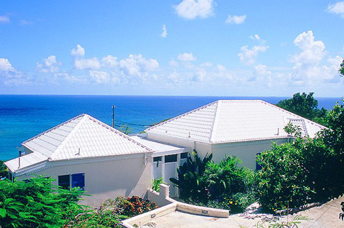 USVI St John rental villa Arco Iris driveway and garden entryway